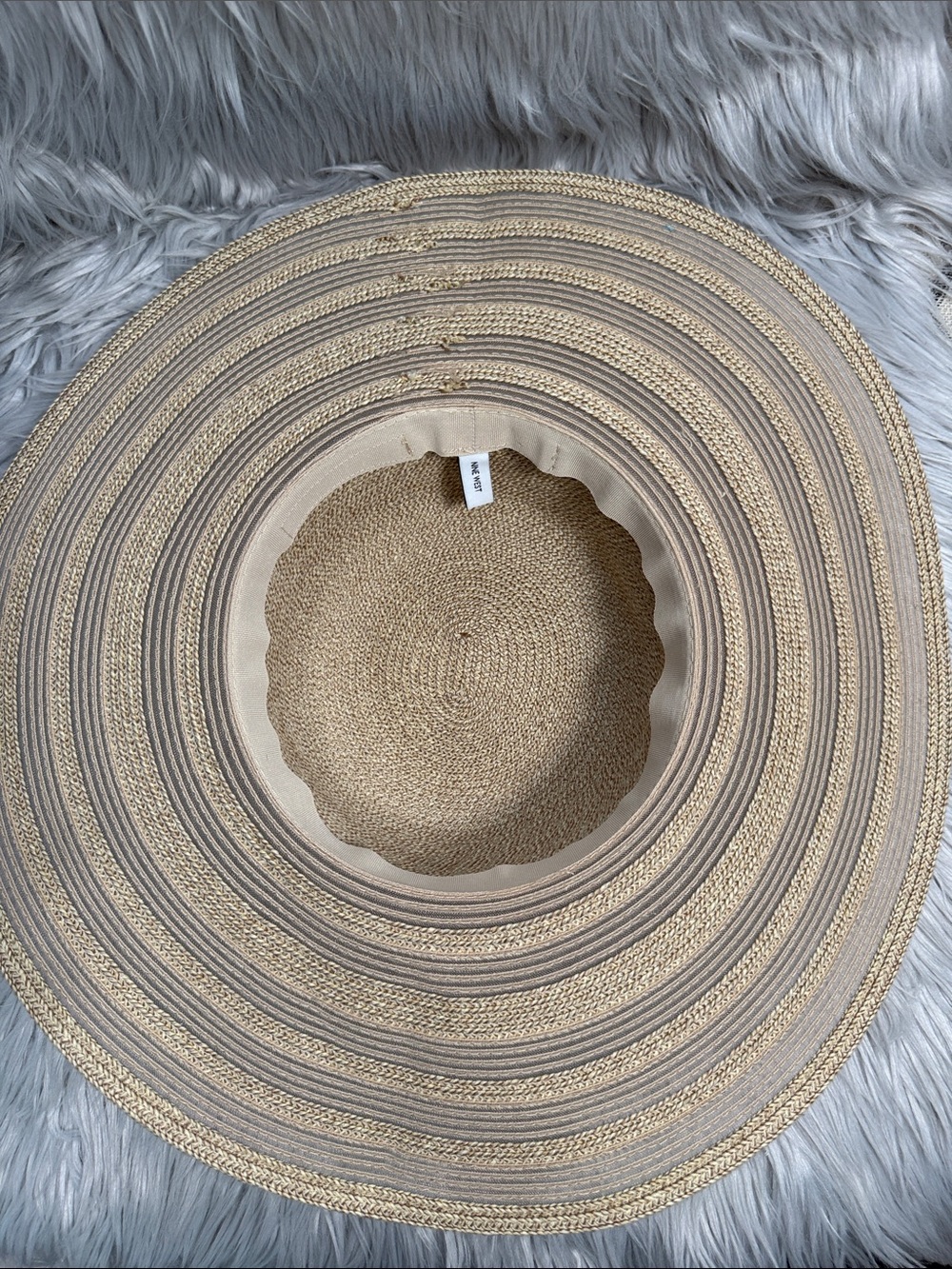 Nine West Cream Wide Floppy Brim Straw Sun Hat - Picture 4 of 15